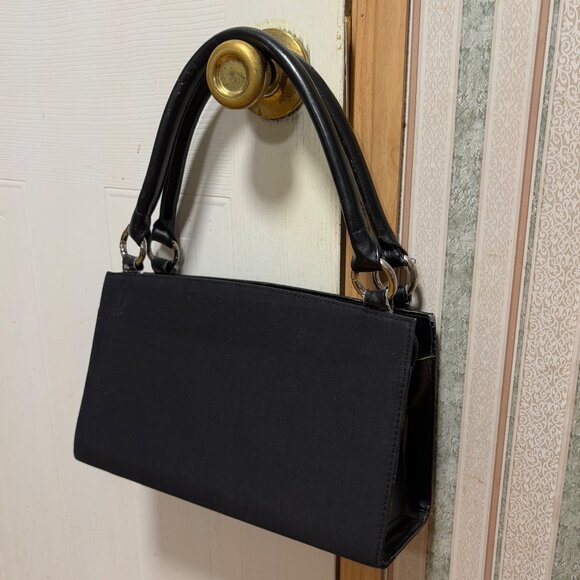 Vintage Miche Classic Base Bag Black Nylon & Leather Dual Handle Purse Zip Close - Picture 2 of 16